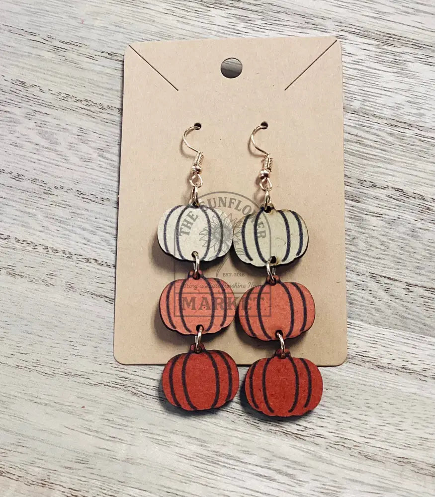 SD2/Earrings - Wood pumpkin trio