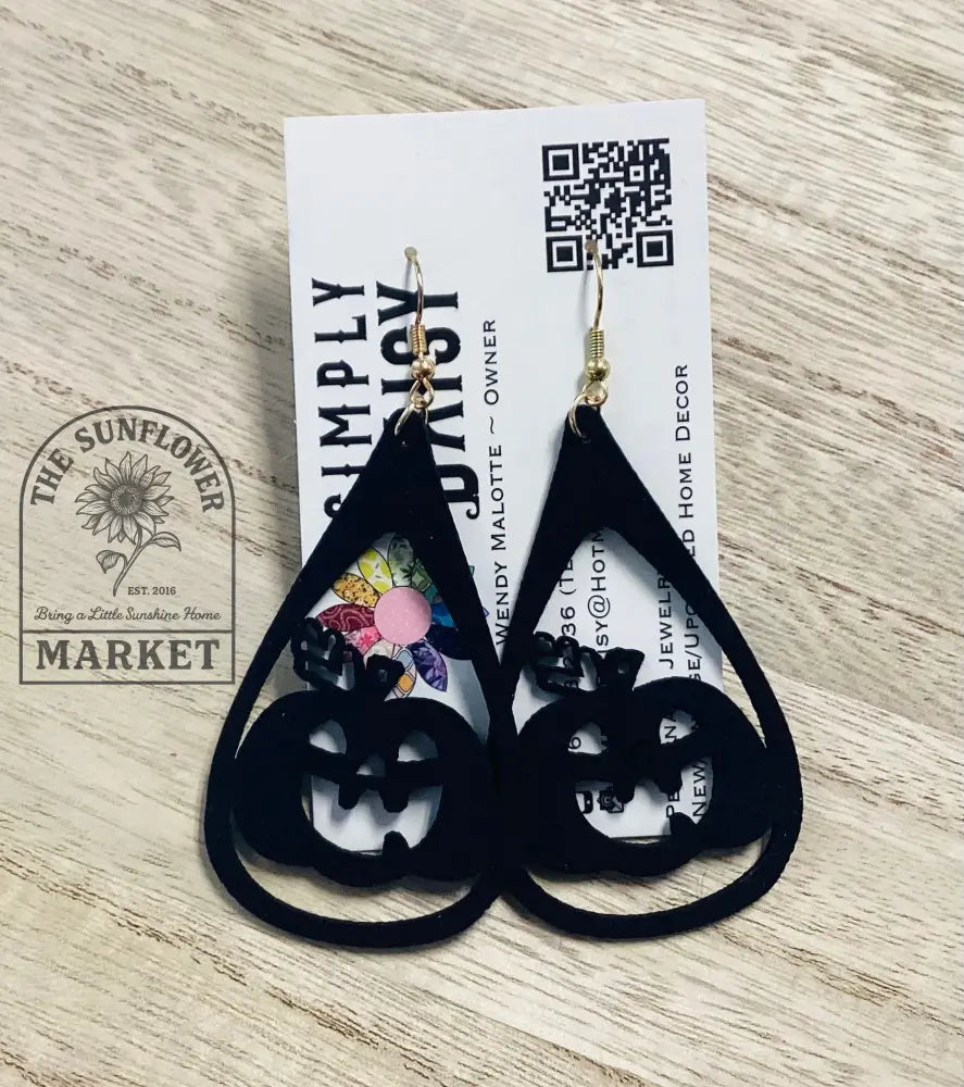 SD3/Earrings - Teardrop-felt pumpkin