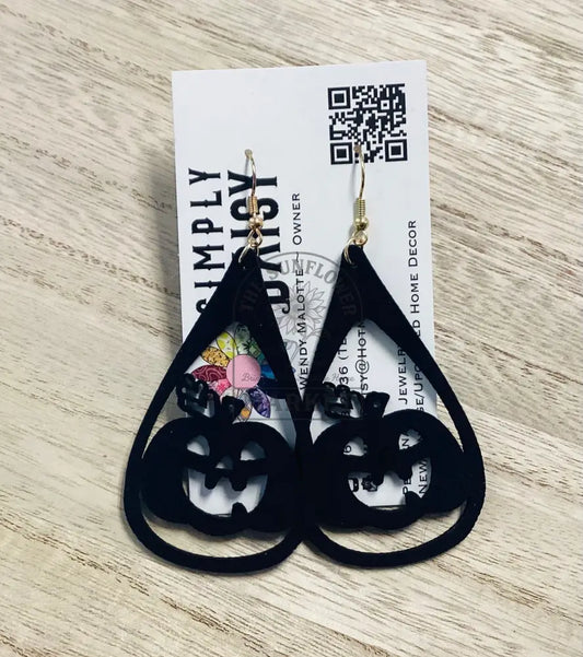 SD3/Earrings - Teardrop-felt pumpkin