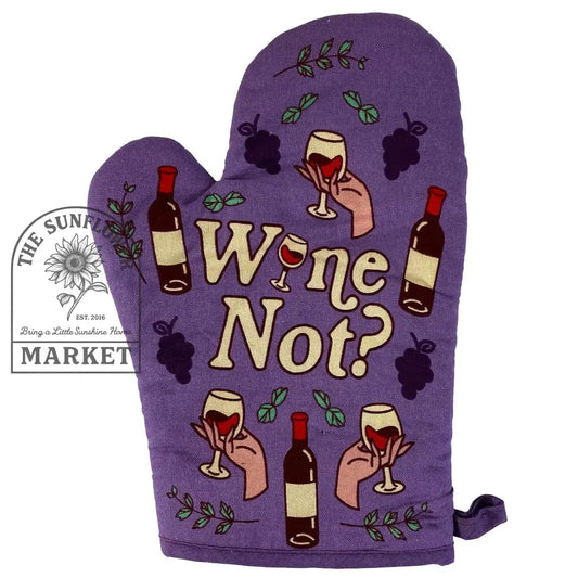 Wine Not? Oven Mitt Cool Winery Gift Idea Funny Drinking: Oven Mitt / Purple