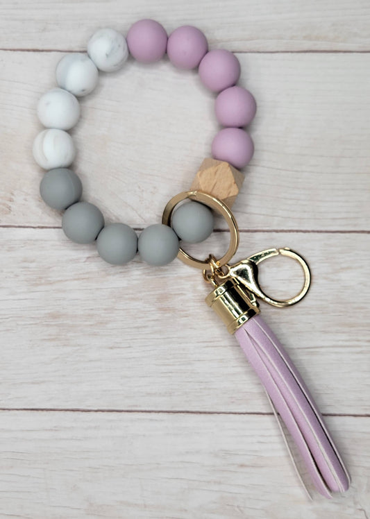 #18 Lavender / Grey / White Silicone Wristlet Keychain