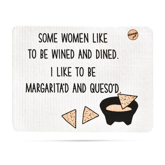 Some women like to be wined/queso'd funny Swedish dishcloths