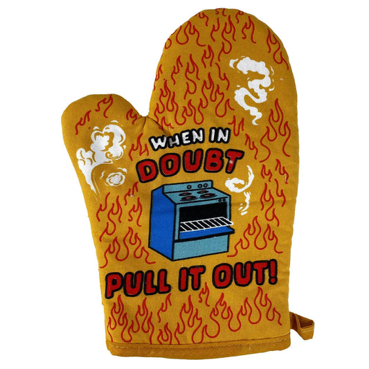 When In Doubt Pull Out Oven Mitt Funny Pot Holder: Oven Mitt / Orange