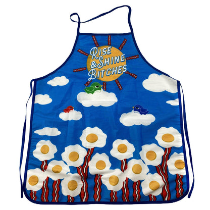 Rise And Shine Bitches Oven Mitt + Apron: Apron / Blue