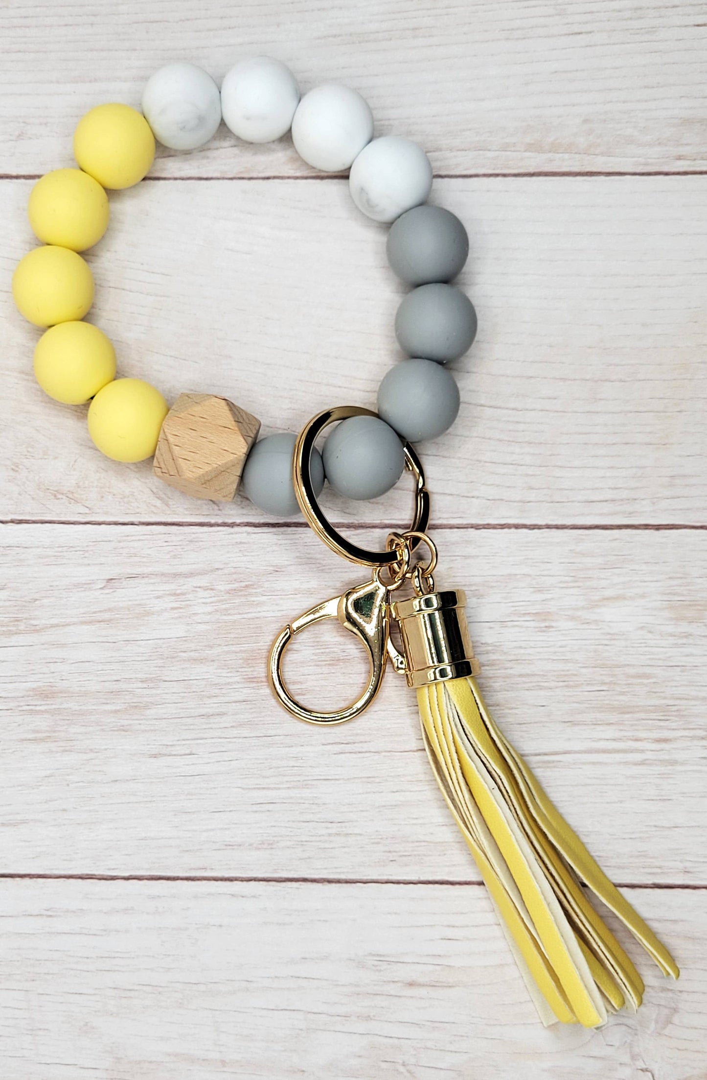 #21 Yellow / Grey / White Silicone Wristlet