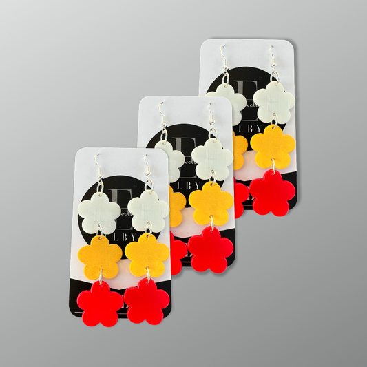 3 Flower Earrings, Team Color Earrings