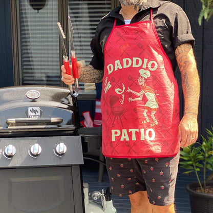 Daddio Of The Patio Apron Gift for Chef Kitchen Present: Apron / Red