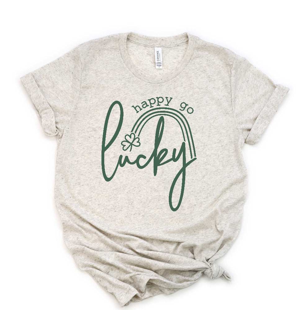 Happy Go Lucky Cropped Hoodie or Tee