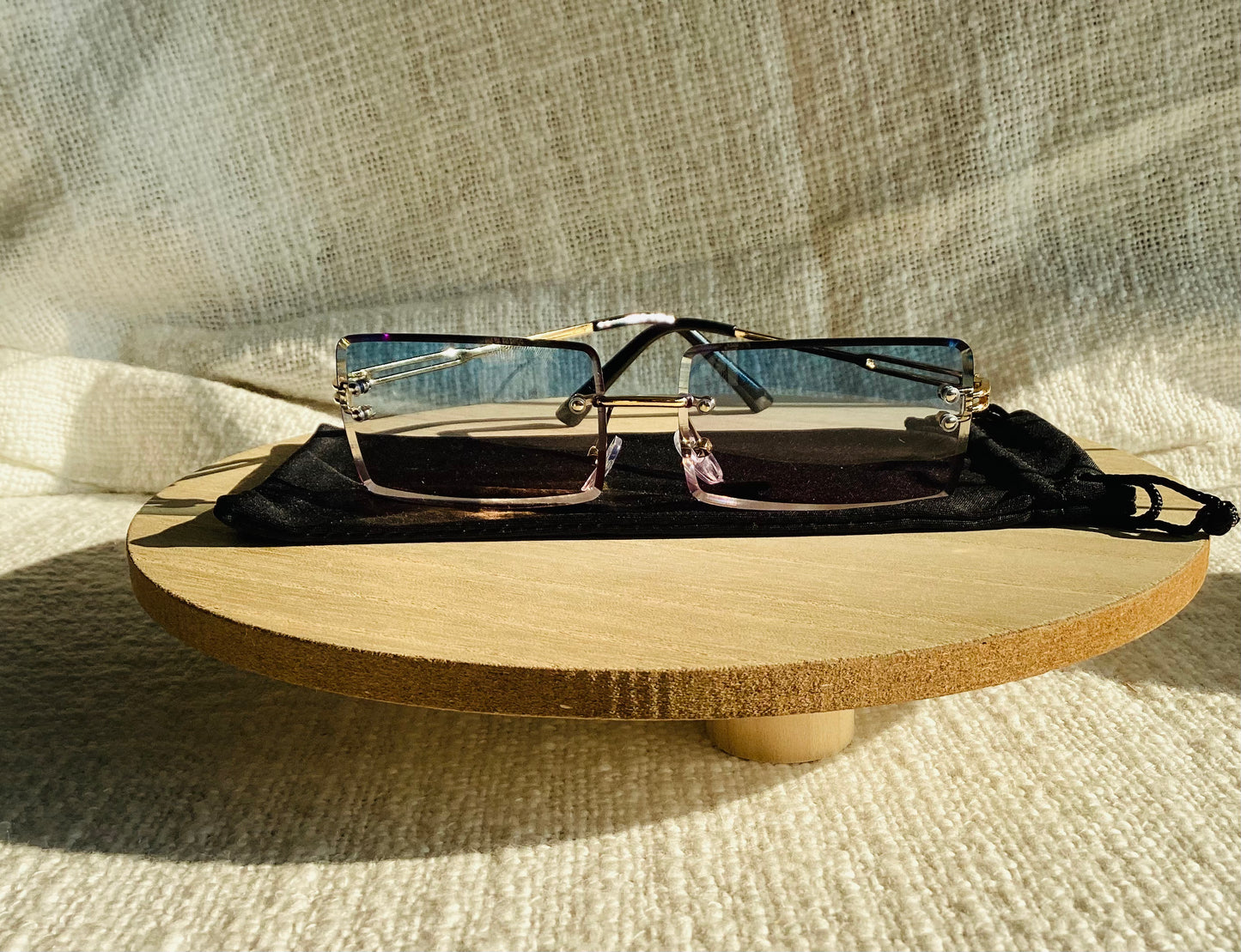 Classic Rimless Retro Rectangle Tinted Fashion Sunglasses