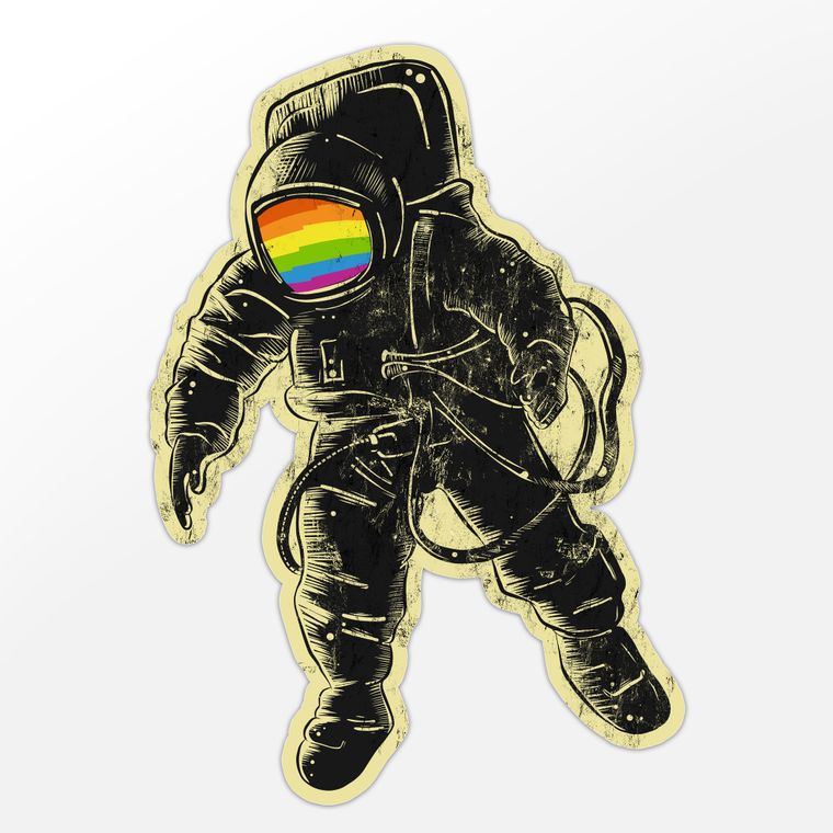 Rainbow Astronaut Sticker - Outer Space Vinyl Sticker 3"
