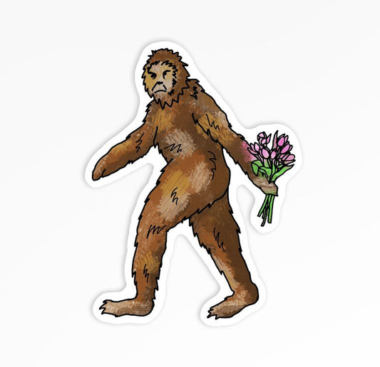 Romantic Sasquatch Sticker - Funny Bigfoot Valentine's Day Cryptid Sticker