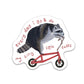 Raccoon on Bike Vinyl Sticker - 3"