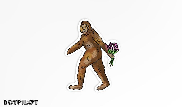 Romantic Sasquatch Sticker - Funny Bigfoot Valentine's Day Cryptid Sticker